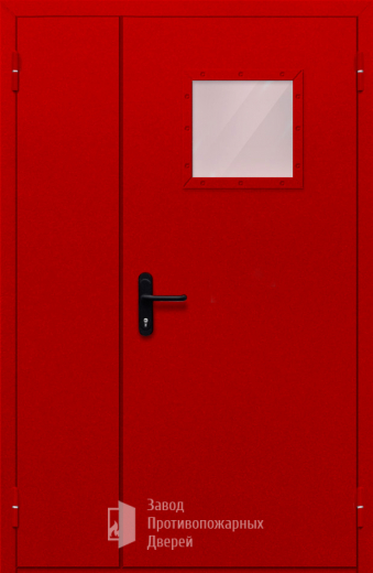 Фото двери «Полуторная со стеклопакетом (красная)» в Новосибирску