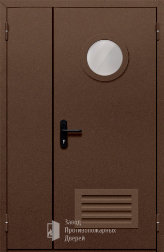 Фото двери «Полуторная с вентиляцией и стеклом №48» в Новосибирску