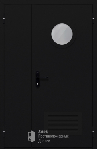 Фото двери «Полуторная с вентиляцией и стеклом №44» в Новосибирску