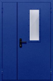 Фото двери «Полуторная со стеклом (синяя)» в Новосибирску