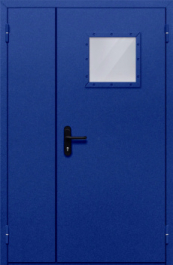 Фото двери «Полуторная со стеклопакетом (синяя)» в Новосибирску